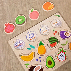 Wooden Puzzle Set Animals & Fruits Learning Game Gift for Kids