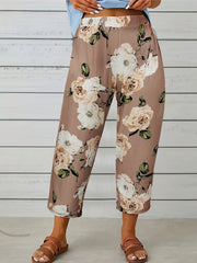Women's Plus Floral Print High Rise Cropped Trouser