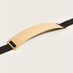 Metal Mirror Stretch Waistband Wide Elastic Belt for Women