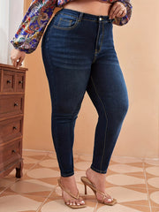 Women's Plus High Stretch Button Fly Skinny Jeans