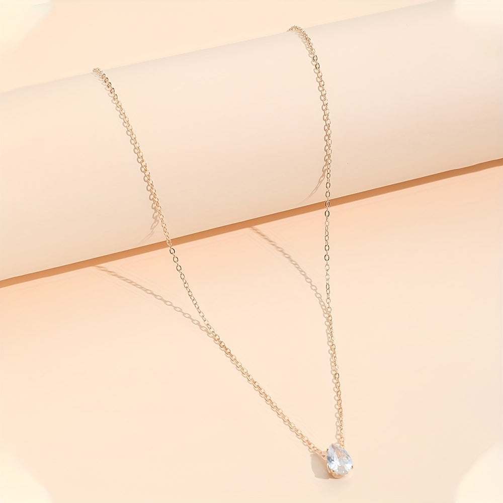 Water Drop Rhinestone Pendant Necklace