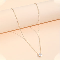 Water Drop Rhinestone Pendant Necklace