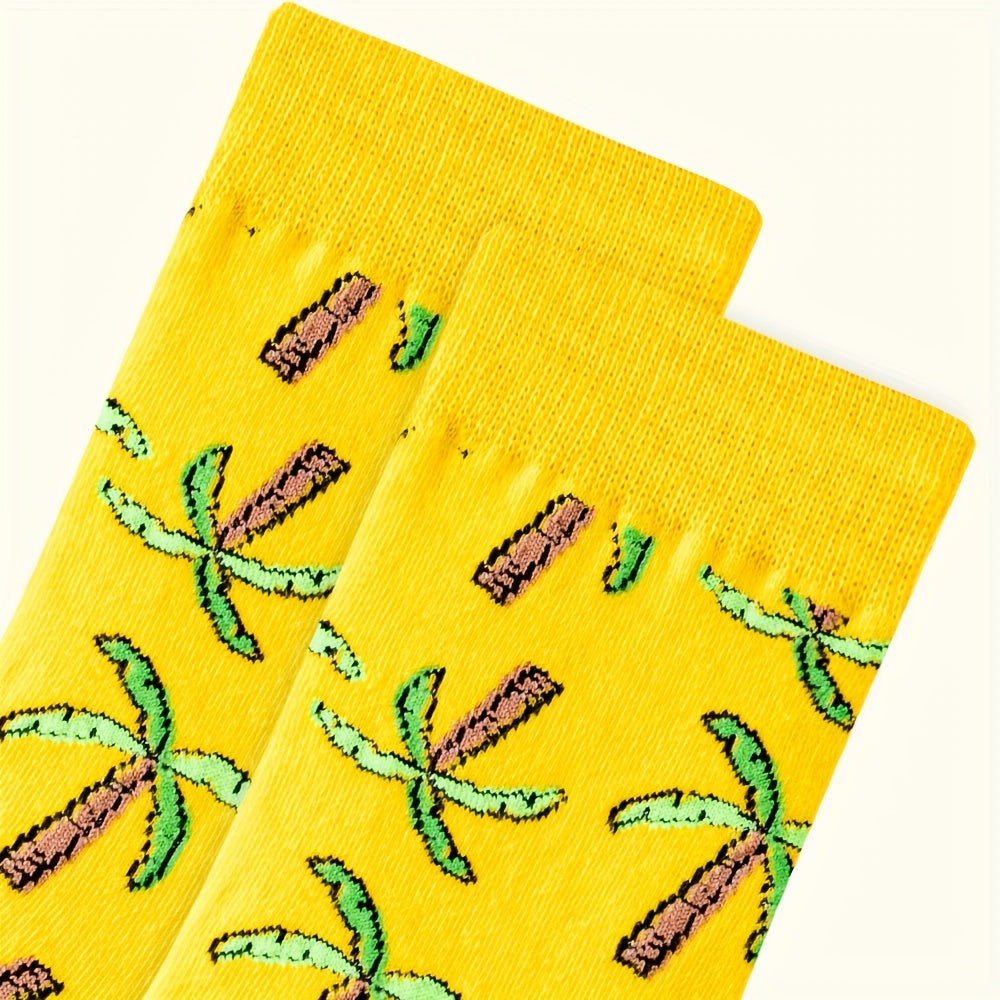 Coconut Tree Print Socks Women's Stockings