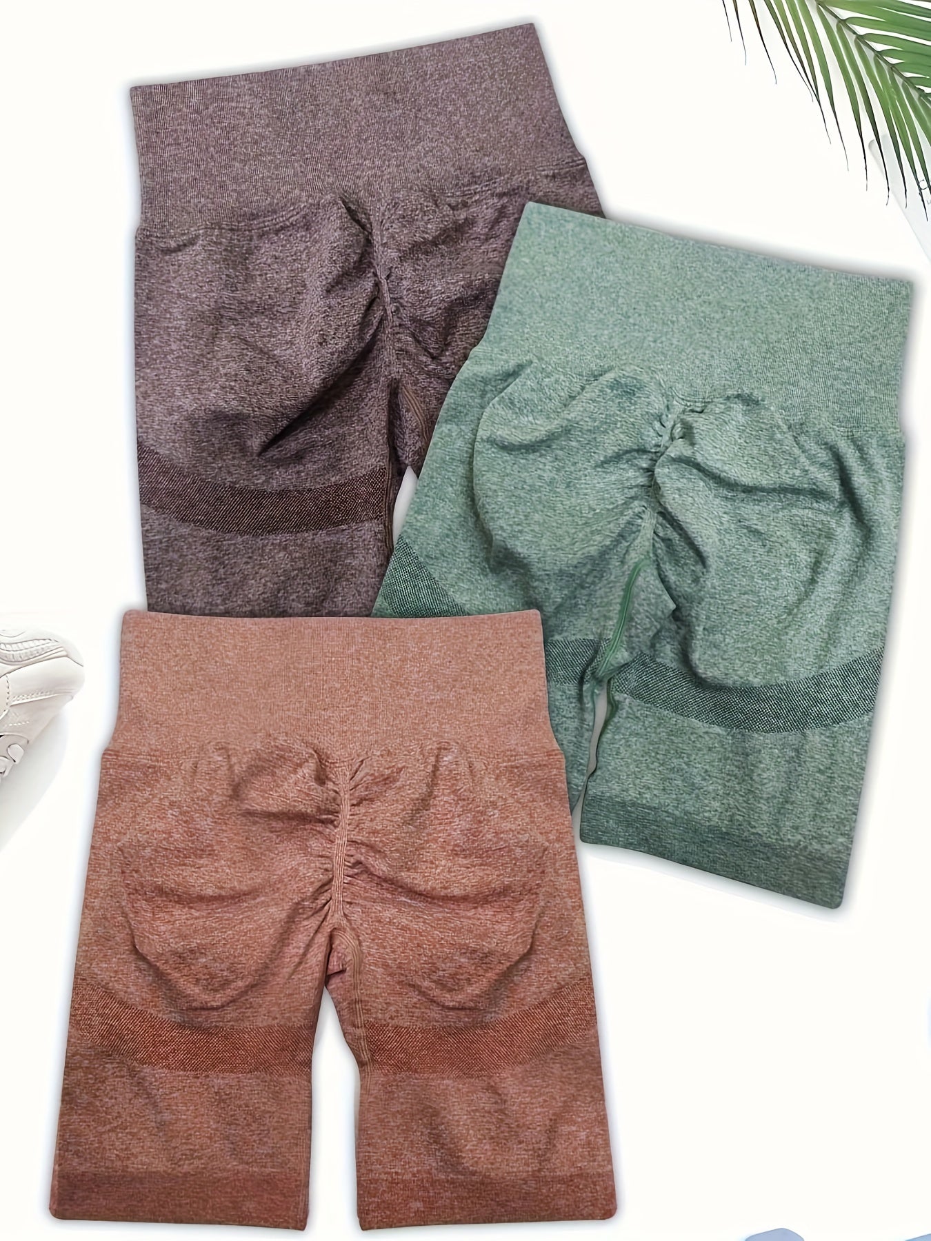 3pcs Solid Sports Shorts High Stretch Running Yoga Workout