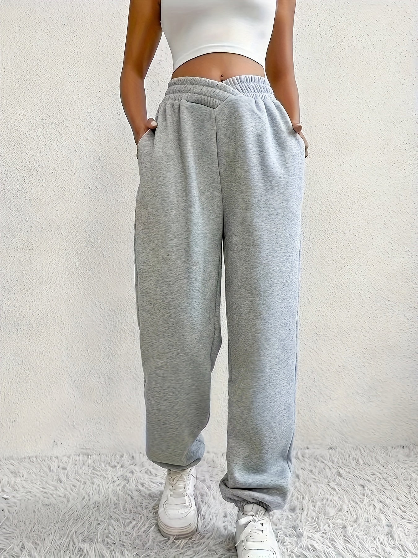  Solid V waist Stretch Joggers With Pockets