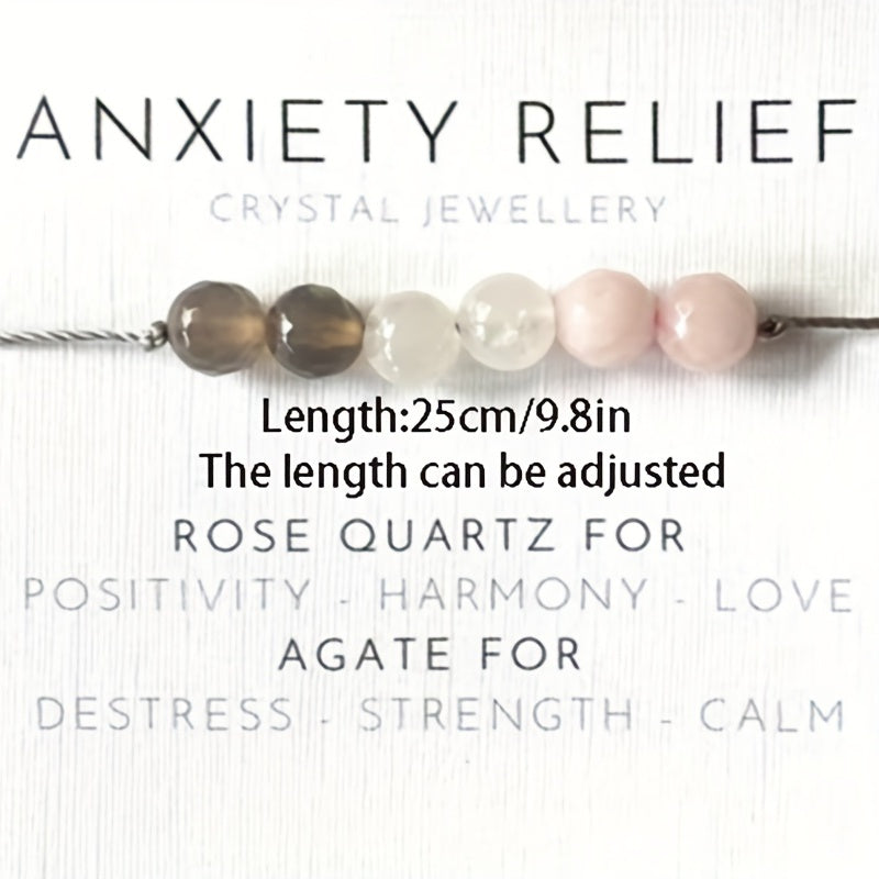 Pink Faux Crystal Anklet Energy Bracelet for Relaxation & Healing