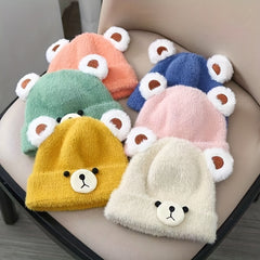 Children's Thickened Warm Bear Hats with Ear Protectors for Baby