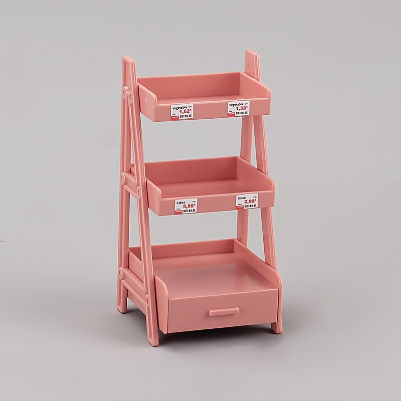 Dollhouse Flower Stand 2 Tier Shelves w/ Pull Out Drawer Plast
