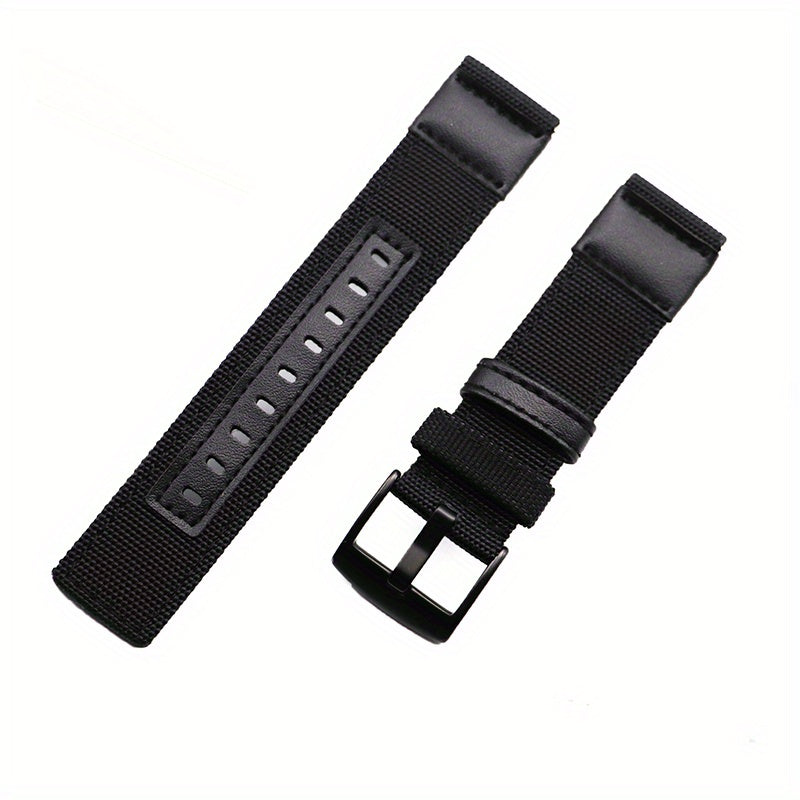 Canvas Nylon & Leather Watch Strap 20 22mm