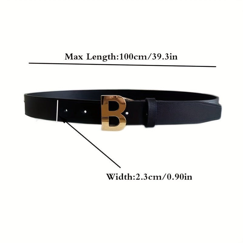 Buckle Belt Men Women Letter Pattern Jeans Pants