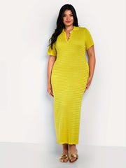  Ribbed Short Sleeve Maxi Dress