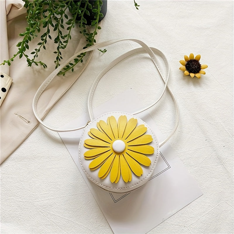 Kids PU Leather Little Daisy Crossbody Bag Mini Coin Purse