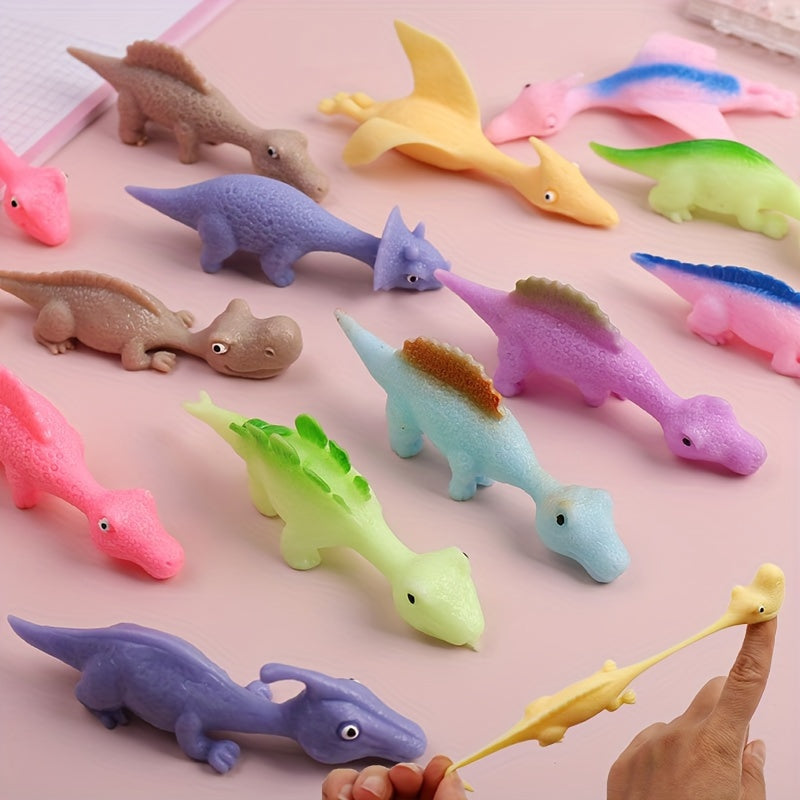 5pcs Funny Dinosaur Bouncing Sticky Toy Finger Catapult Decompression