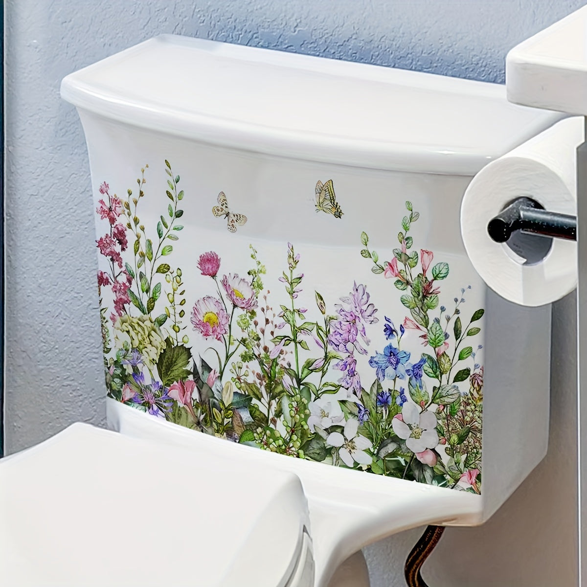 Flower Butterfly Toilet Sticker Bathroom Adhesive Decal Room Decor