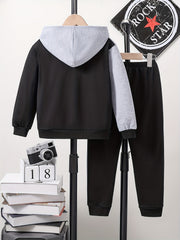 Boy's 2pcs Clash Hoodie & Sweatpants Set Graffiti Eye Pattern