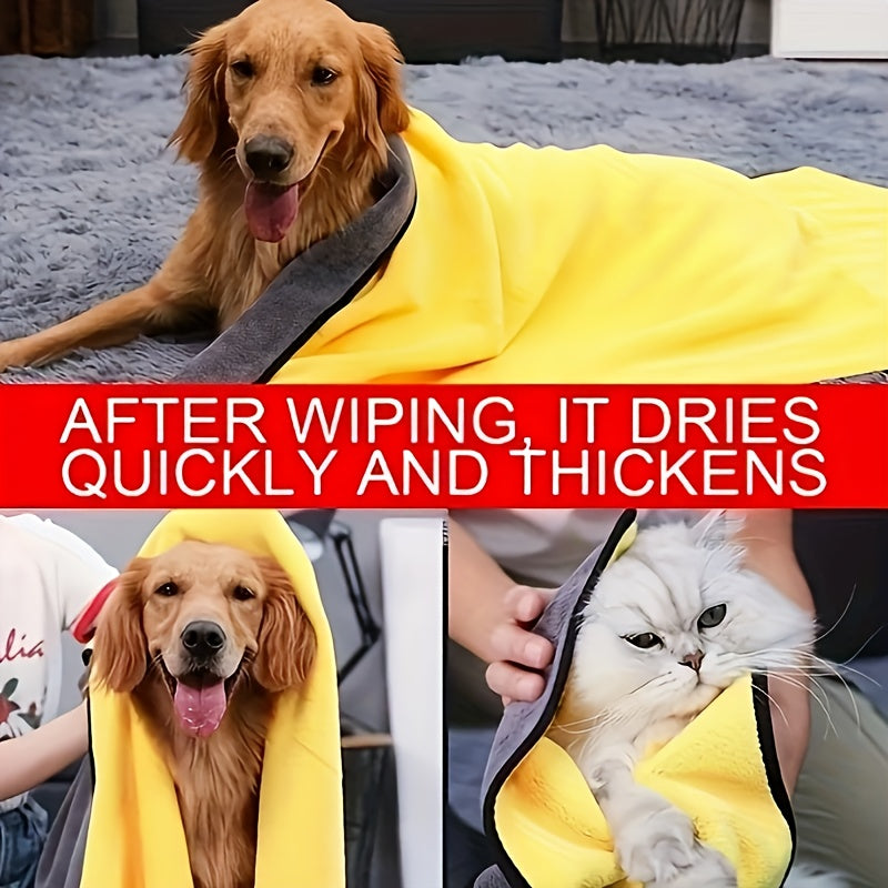 Soft Fiber Dog Bath Towel, Highly Absorbent, Quick Dry Coral Fleece