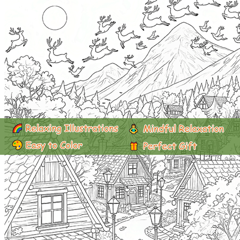 Adult Coloring Book Village Theme 22 Pages 20x20cm