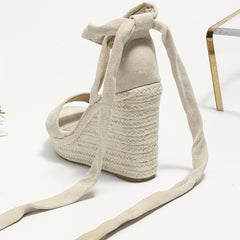 Women's Platform Wedge Sandals Lace Up Espadrille Heels