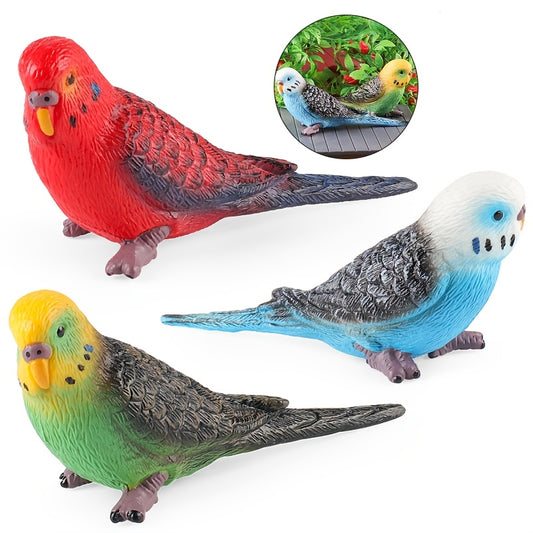 Realistic Parrot Model Colorful Feathered PVC Decor
