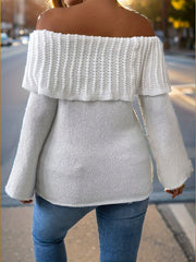  Solid Off Shoulder Layered Sweater