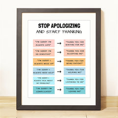 Thank, Don't Apologize: Mental Health Poster for Therapists