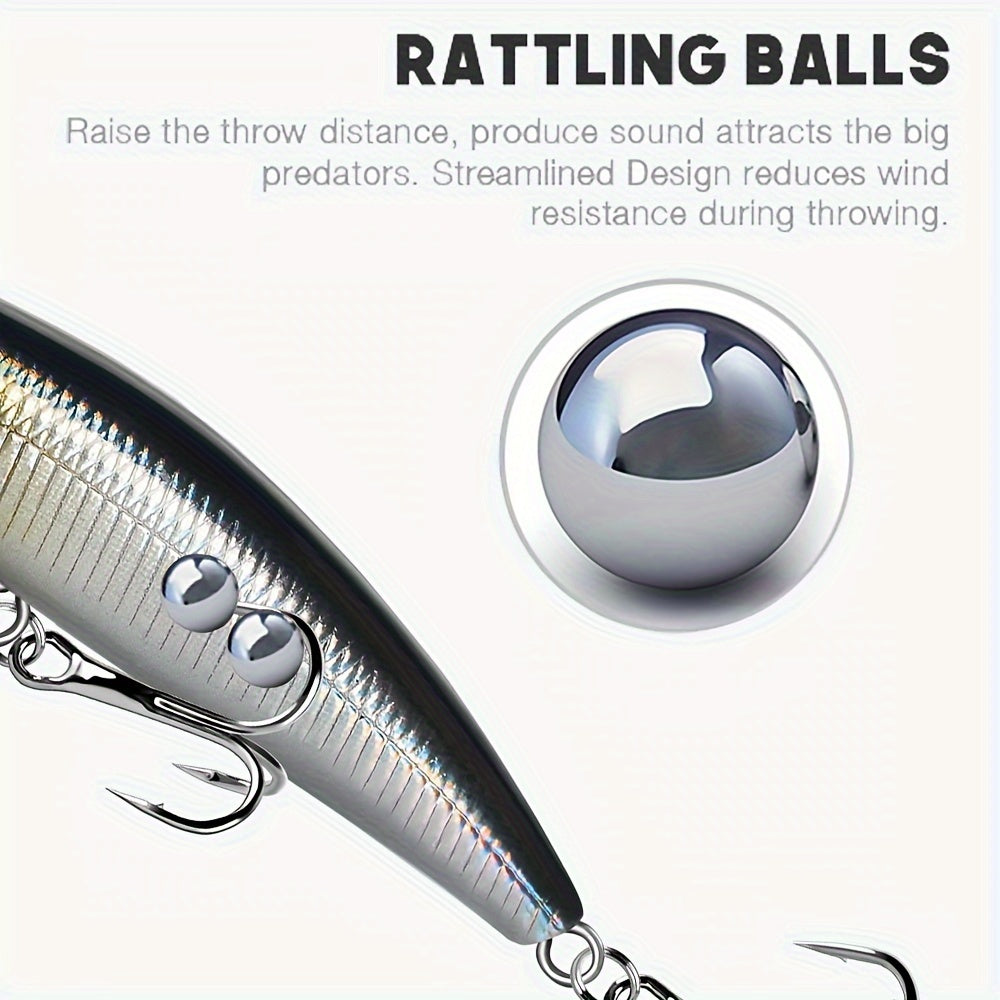 5pcs Sinking Pencil Fishing Lure Hard Bait With Treble Hook