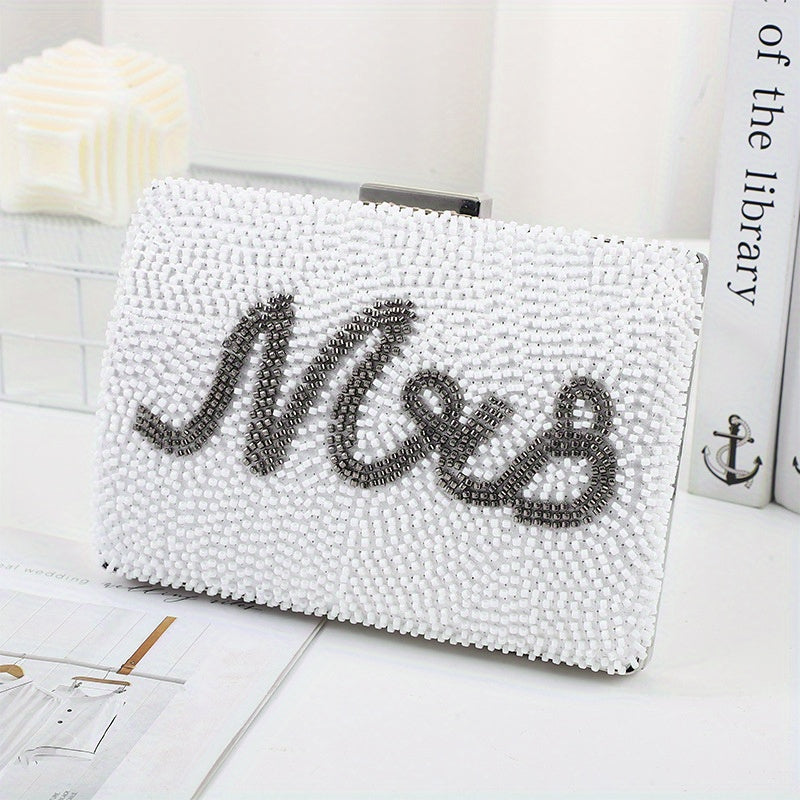 Beaded Box Evening Bag Chain Shoulder Prom Purse Women's Mini Clutch Bag