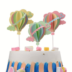 6pcs Air Balloon Cloud 3D Paper Cake Toppers Cupcake Toppers