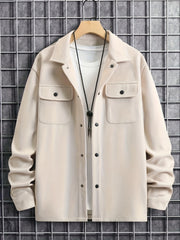 Men's Solid Jacket Spring Autumn Button Up Jacket For Males