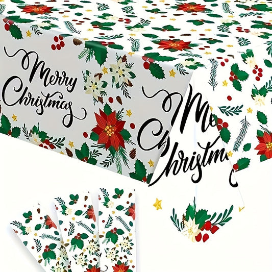 1pc Christmas Tablecloth Disposable Plastic Rectangular Decoration