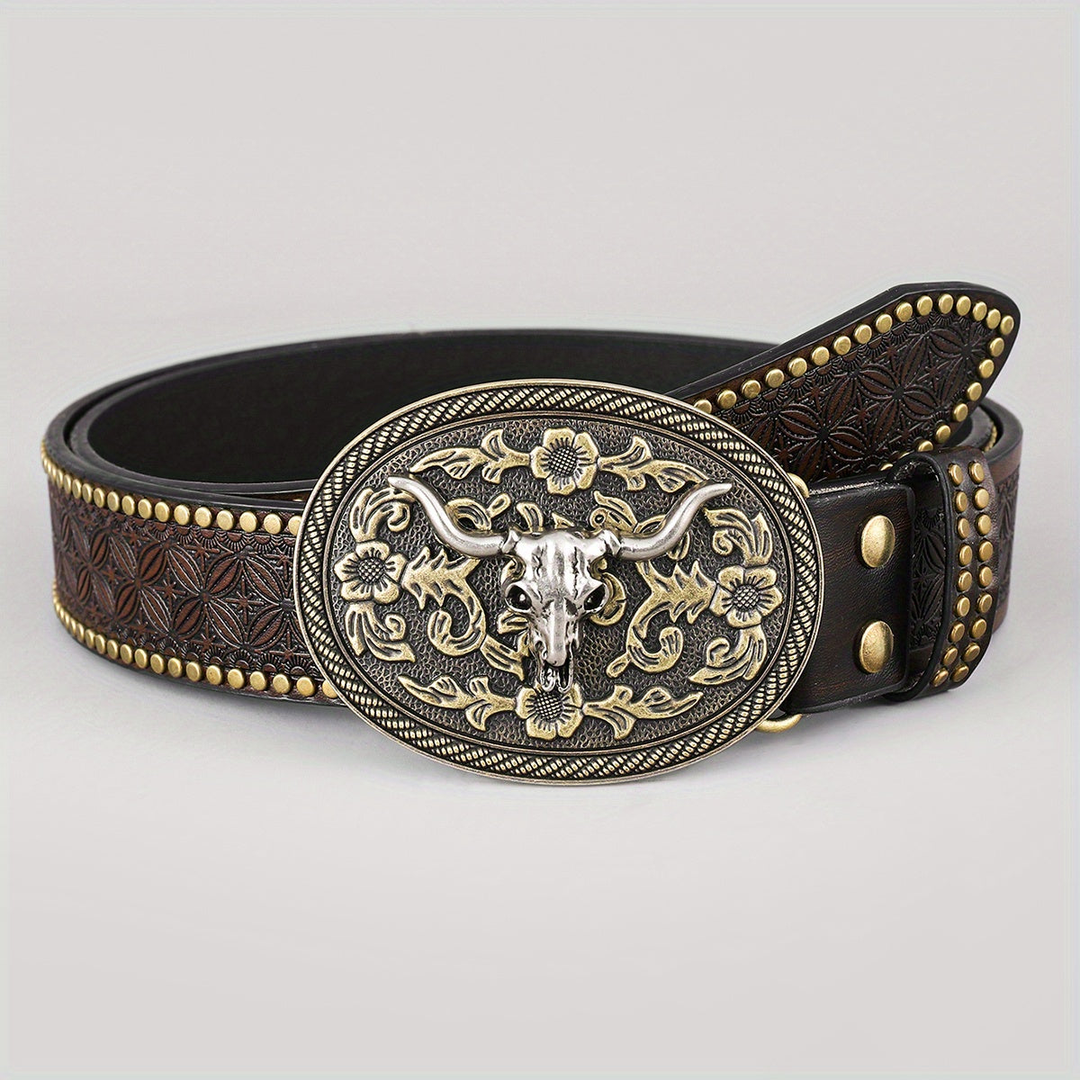 Men's Western Cowboy Casual Vintage Dark Brown Belt