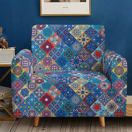 Classic Boho Silk Printed Sofa Slipcover Non-slip Furniture Protector