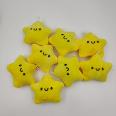 12pcs Yellow Star Squeaky Plush Keychain