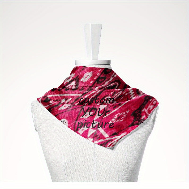 Custom Photo Logo Square Scarf - Personalized Women's Men's Scarf