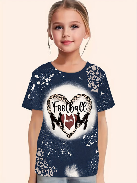 FOOTBALL MOM Print Short Sleeve T shirt For Girls Summer Gift