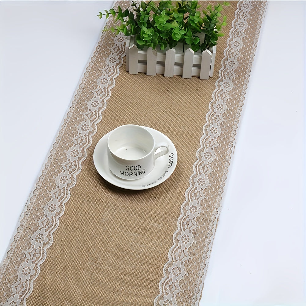 Natural Linen Table Runner Romantic Cloth For Wedding Party Decoration