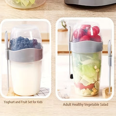 Leakproof BPA Portable Breakfast Cup with Fork for Yogurt Oatmeal Salad Lunch