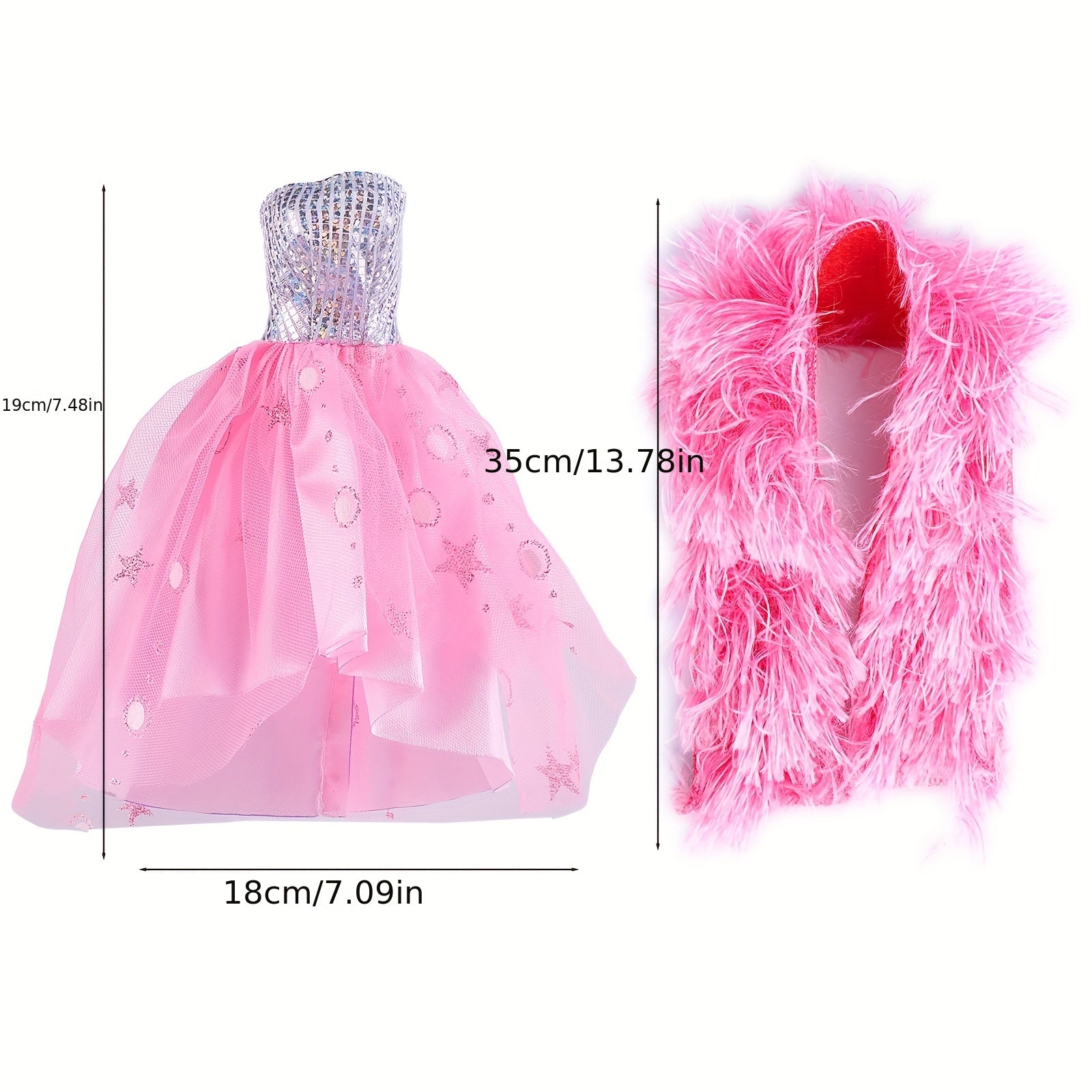 6th Doll Princess Party Pink Gown Set with Accessories