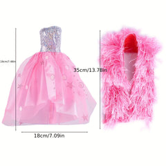 6th Doll Princess Party Pink Gown Set with Accessories