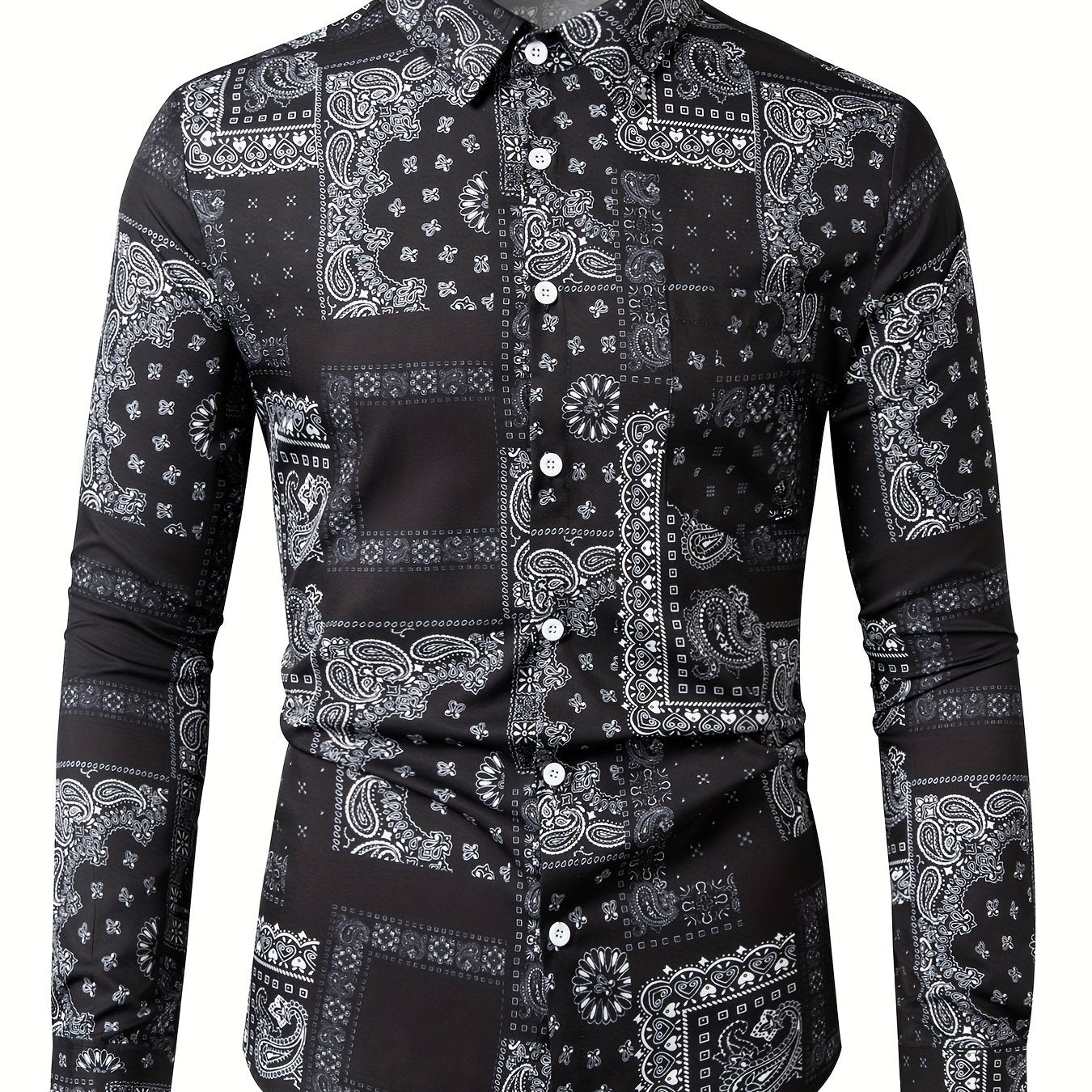 Paisley Full Body Print Men's Button Up Shirt