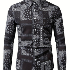 Paisley Full Body Print Men's Button Up Shirt