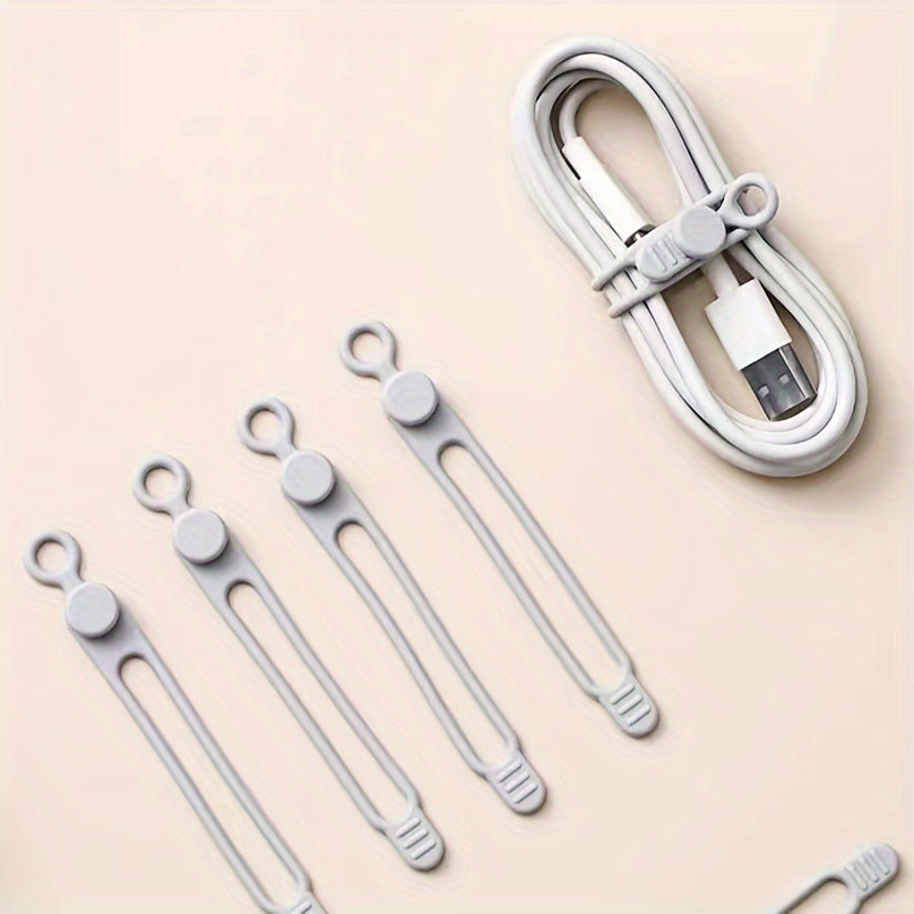 4pcs Reusable Silicone Cable Ties - Cord Organizer for Wires