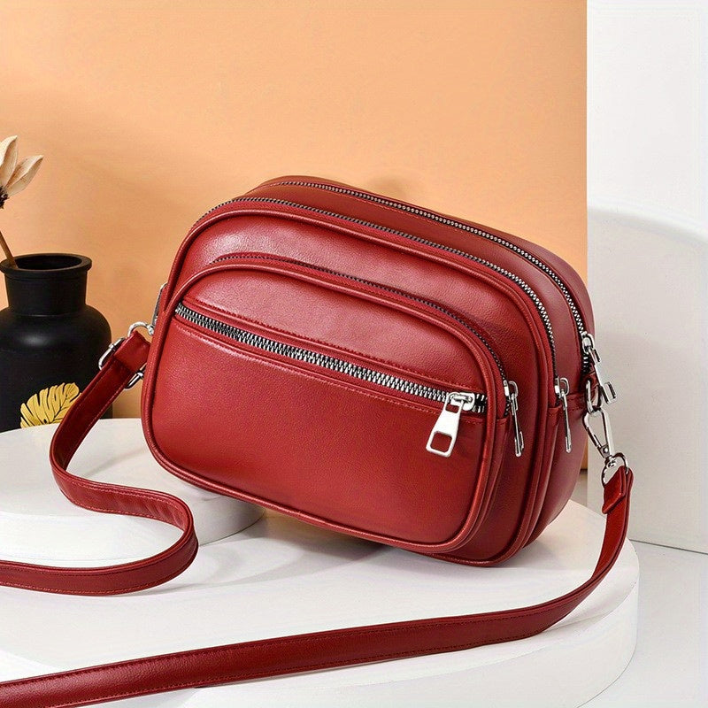 Small PU Leather Crossbody Bag Square Shoulder Bag