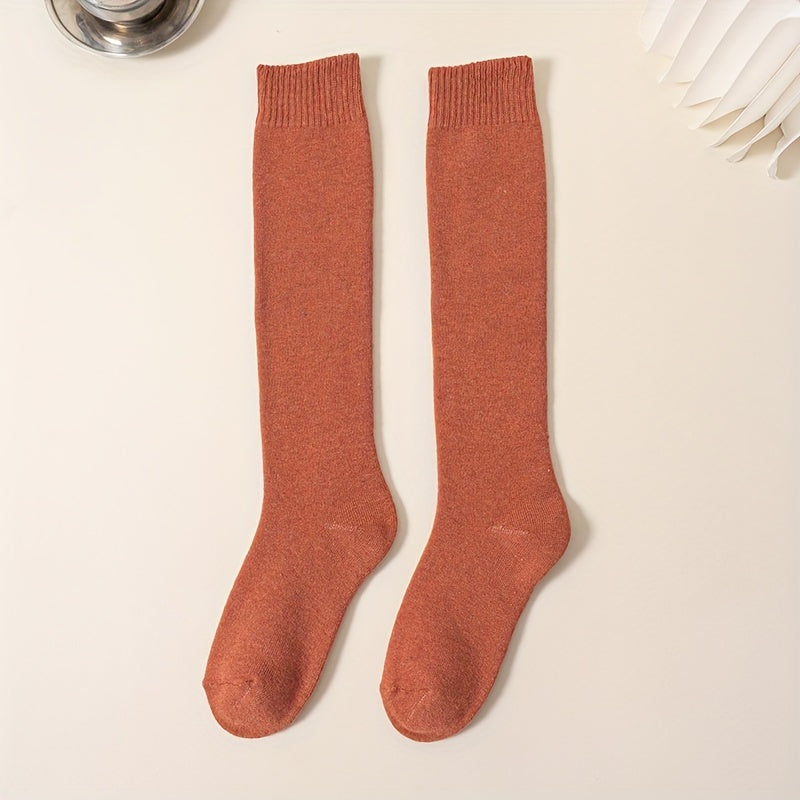 Women's Solid Thigh High Socks Warm Stockings