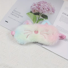 Cartoon Blackout Plush Eyeshade Cat Soft Comfy Blindfold For Travel Rest Nap