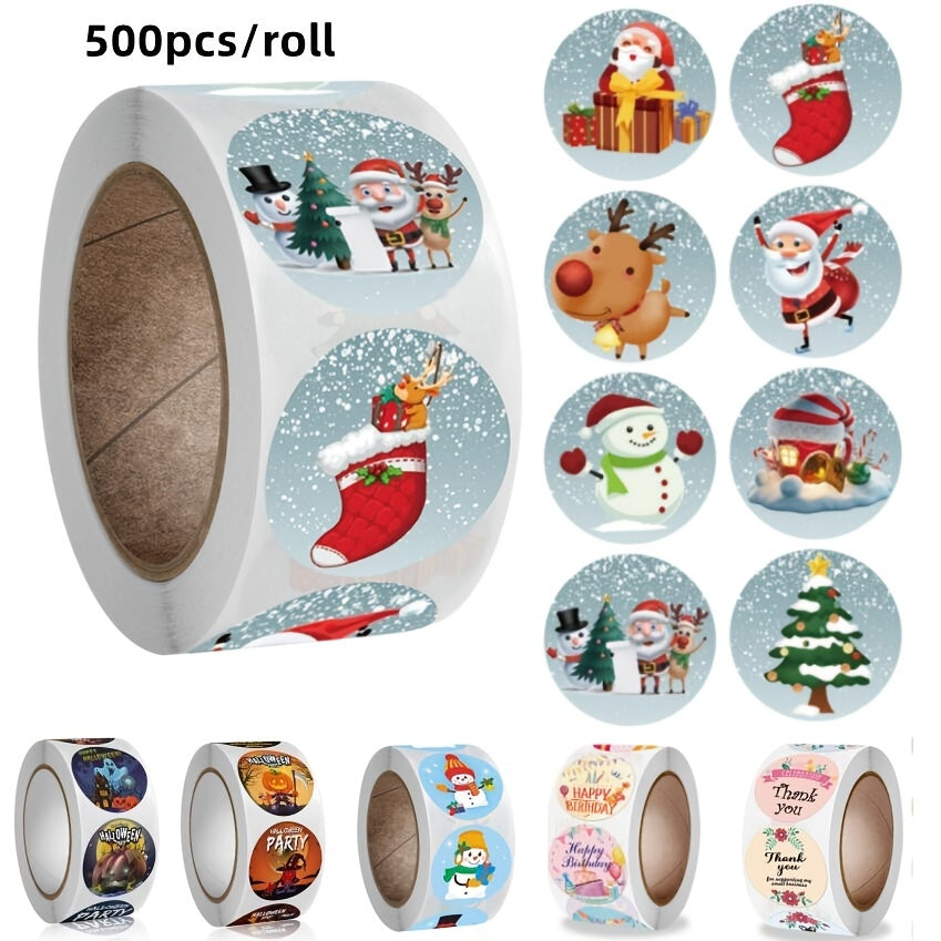 500pcs Round Stickers Seals Labels for Christmas Halloween Thank You