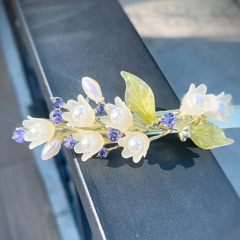 Lily of the Valley Hairpin Spring Clip Leaf Flower Headwear