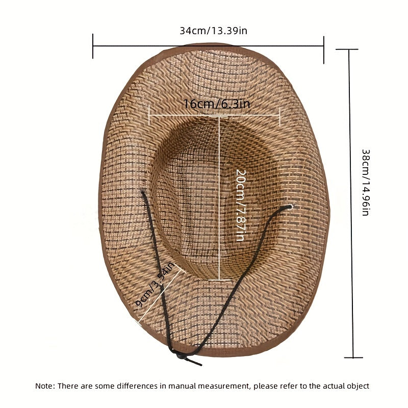 Men's Cowboy Hat Sunshade Straw Hat Men's Summer Outdoor Big Brim