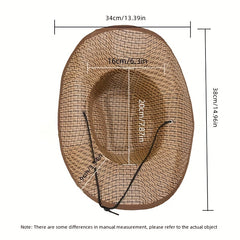 Men's Cowboy Hat Sunshade Straw Hat Men's Summer Outdoor Big Brim