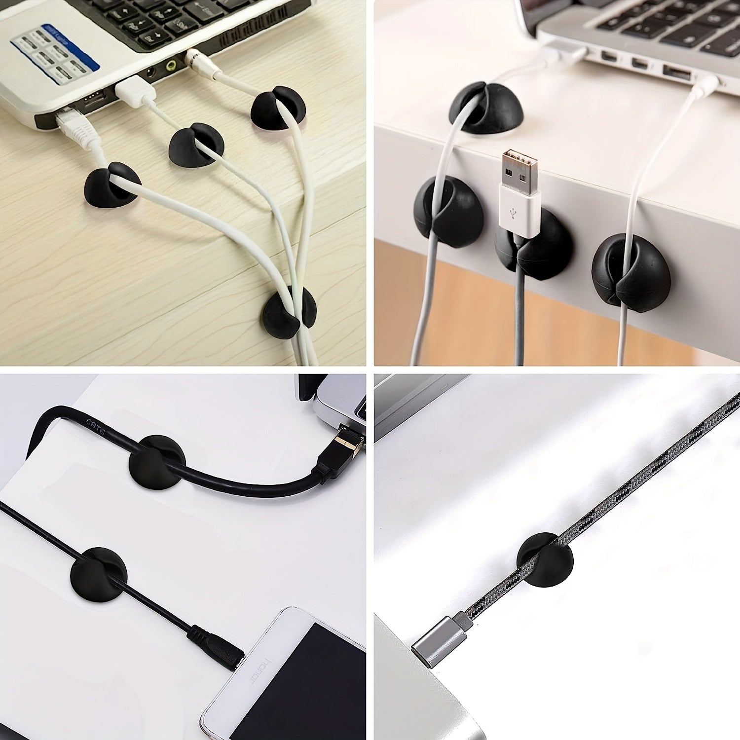 8 Pcs Adhesive Cord Holders Cable Clips Cable Management Organizer